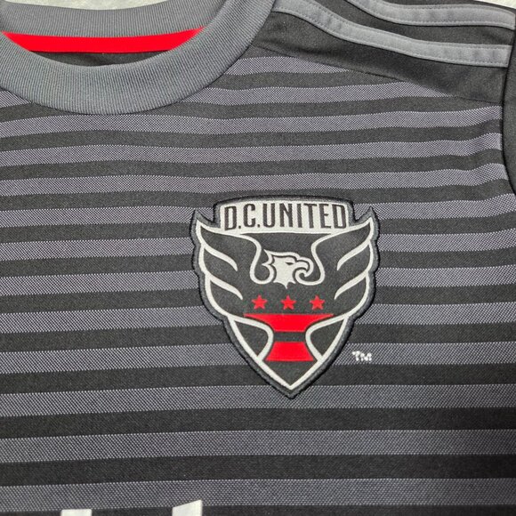 DC United Jersey Youth XL Black Stripe Adidas 2018 Travis Worra #48 MLS Soccer - Picture 4 of 9